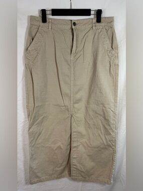 Cotton On Khaki Cotton Midi Skirt High Waist Casual‎ Pencil Skirt Size 8